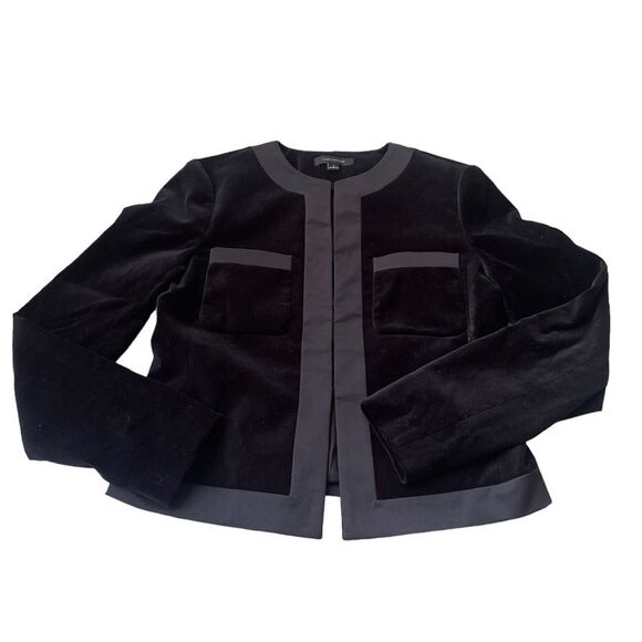 Ann Taylor Black Velvet Blazer Jacket Hook Closure Size 2 - Picture 2 of 12